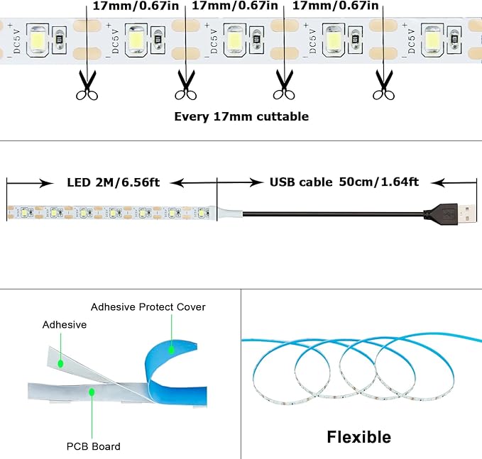 5V USB Purple 395-400nm LED Strip USB Powered 13.12ft/4M 240LEDs Flexible SMD2835 Black Light No-Waterproof IP20 LED Tape Lights (2pcs x 6.6ft)