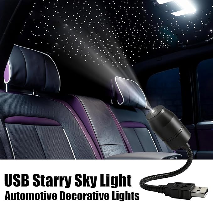 Ultra-High-Definition Car Projection – Star Night Light Projector, USB Starry Sky Lamp with 360° Gooseneck & Dimmer for Bedroom, Ceiling Decor