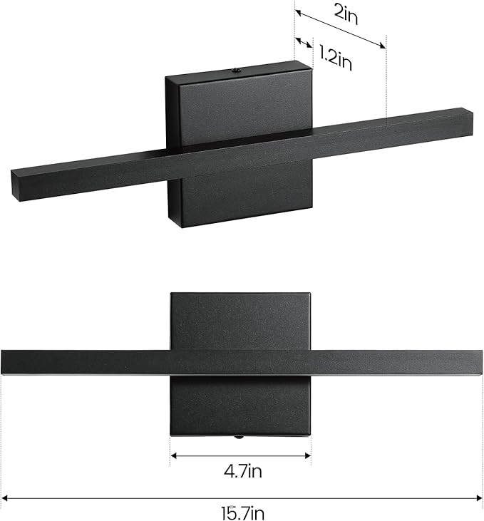 Black Bathroom Vanity Light - 15.7 inch 5CCT Modern Bathroom Light Fixture Over Mirror 12W LED Dimmable Wall Sconce Lighting Fixture for Bathroom Bedroom