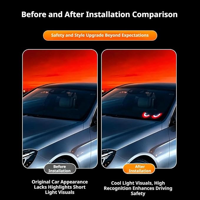 Cartoon Big Eye Car Light, Solar Powered LED Dashboard Decoration with USB Charging, Funny Eye Warning Flash Light with Multiple Modes, Car Interior Accessory for Night Safety, ABS Mini Novelty Lamp
