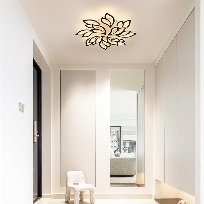 Garwarm 32" Large Flush Mount Ceiling Light, Dimmable LED Flower Fixture | Modern Ceiling Light with Remote, Adjustable Color Temperature 3000K-6500K,Decorative Lamp for Living Room Bedroom Kitchen