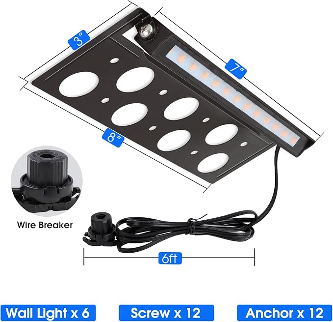 Energetic 7 Inch Retaining Wall Lights, Outdoor LED Step Lights, 4W Low Voltage Landscape Lighting, Waterproof Hardscape Lighting, 12V-24V AC/DC, 3000K Warm White, with Wire Breakers, FCC, 6 Pack