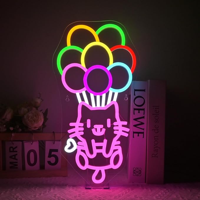 Ball Cat Neon Sign Wall Decor Ball Cat Neon Light Bedroom Wall Decor Suitable for Classroom Book Party Library Decoration Reading Room Bookish Decor Gift