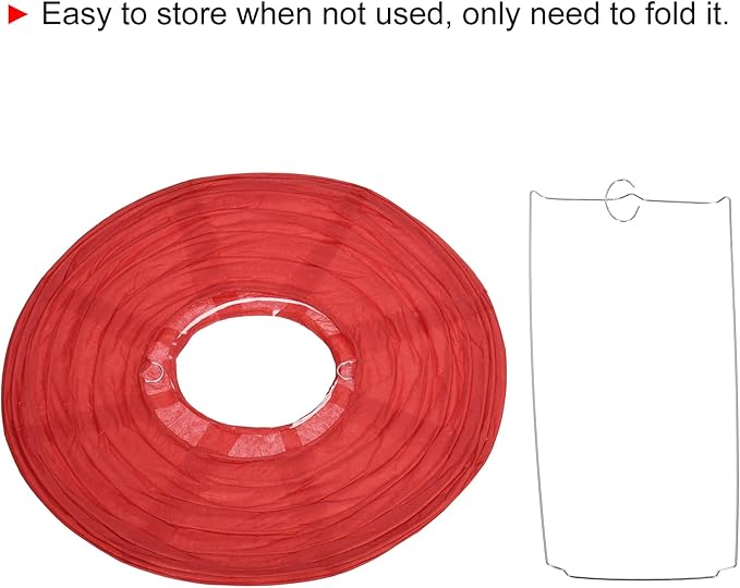 PATIKIL 8 Inch Paper Lanterns, 6 Pack Round Folding Hanging Lamp Shade for Wedding Home Party Festival Celebration, Red