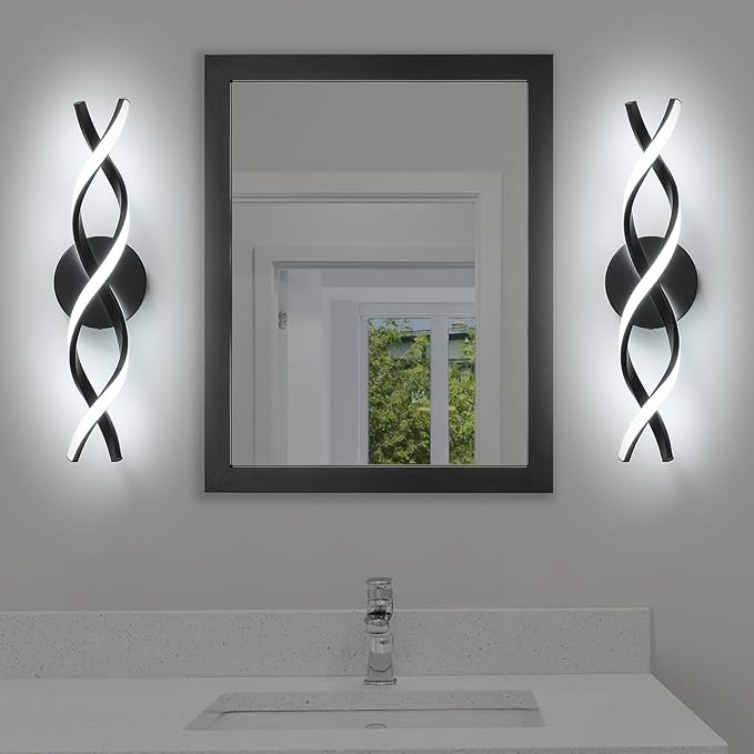 Modern Black LED Vanity Lighting,Bathroom Light Fixture Over Mirror,18 Inch,6000K Cool White