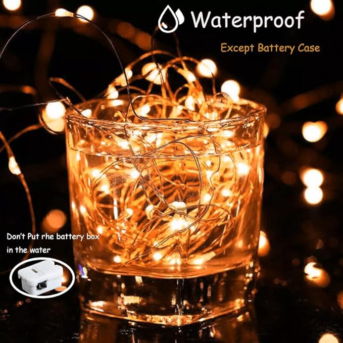 ZGWJ Fairy Lights Battery Operated, 100 Pack Twinkle String Lights 20 LED 7FT 3 Lighting Modes for Bedroom Decor, Easter, Halloween, Christmas, Party Indoor and Outdoor Decoration (Orange, 100PCS)