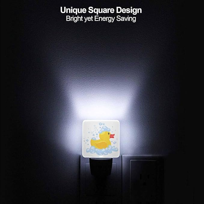 LED Night Light,Cartoon Yellow Rubber Duck LED Night Light Plug into Wall with Dusk to Dawn Light Sensor White Energy Efficient Nightlight for Bedroom Bathroom Hallway Living Room Kitchen