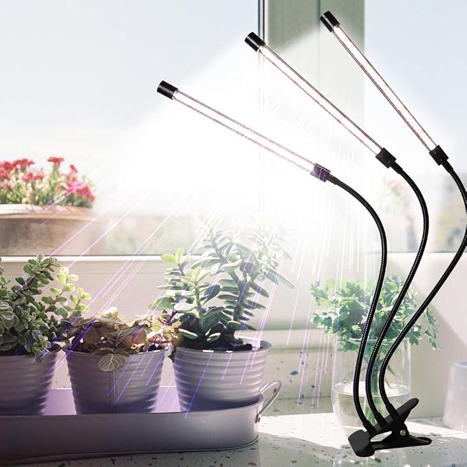 Grow Light for Indoor Plants Growing,Super Bright Clip Desk Gooseneck Lamp | 6000K White Full Sepectrum LED Light for Table Pot Succulents Seeds Small Mirco Green,5-Level Brightness & Timer