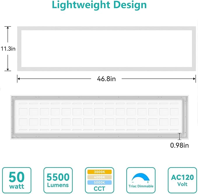 6 Pack 4X1 Led Flat Panel Light,0-10V Dimmable,3000K/4000K/5000K, 30W/40W/50W, Drop Ceiling Light for Mall, Officeroom, Garage