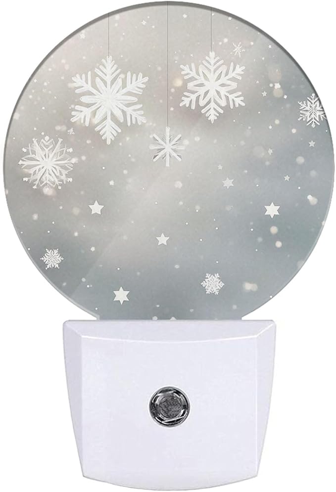 Plug-in Winter Wonder Snowflake Scene Night Light Snowy Landscape Nightlight with Dusk to Dawn Sensor, Auto On/Off 0.5W Energy-Saving LED Lighting for Men Women Boys Girls Gift