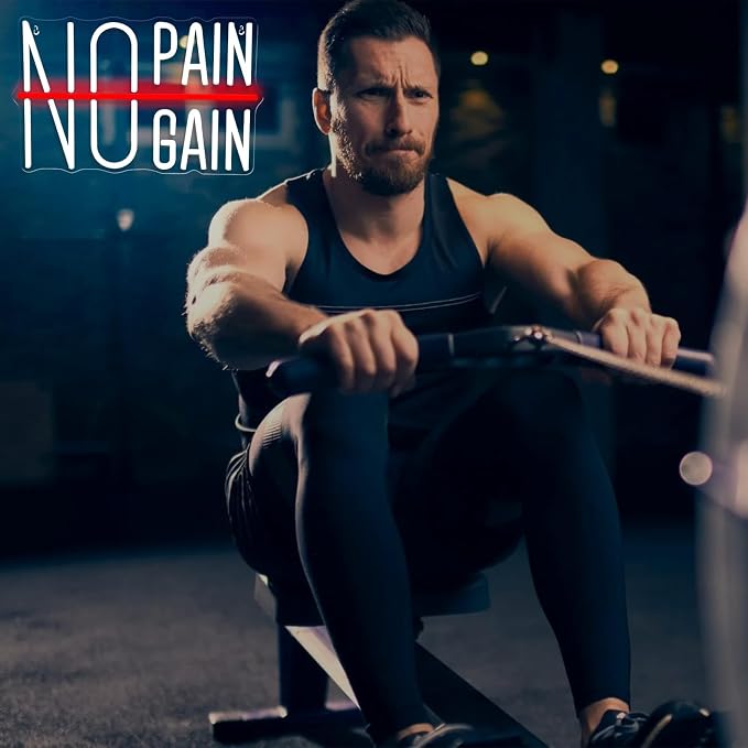 No Pain No Gain Neon Sign, Motivational LED Gym Neon Light | USB Powered Fitness Wall Decor for Home Gym, Workout Room, Man Cave, Garage, Gift for Gym Lovers