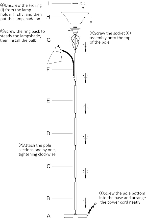 Floor Lamps for Living Room, 70" Tall Torchiere Floor Lamps, Plastic Shade | Tall Lamp with Adjustable Gooseneck Reading Light, Modern Corner Standing Lamp for Bedroom, Office, Separate On/Off Switch