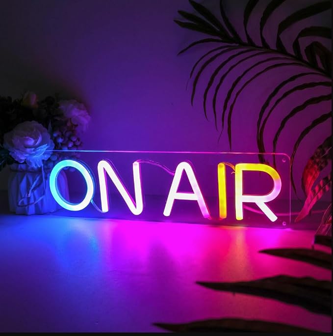 Ulalaza RGB & Color Flow Effect Better On air LED Neon Sign with Remote Control Music Sync Timer Setting Acrylic Light for Wall Party Décor Bedroom Bar Wedding Home Birthday USB Powered