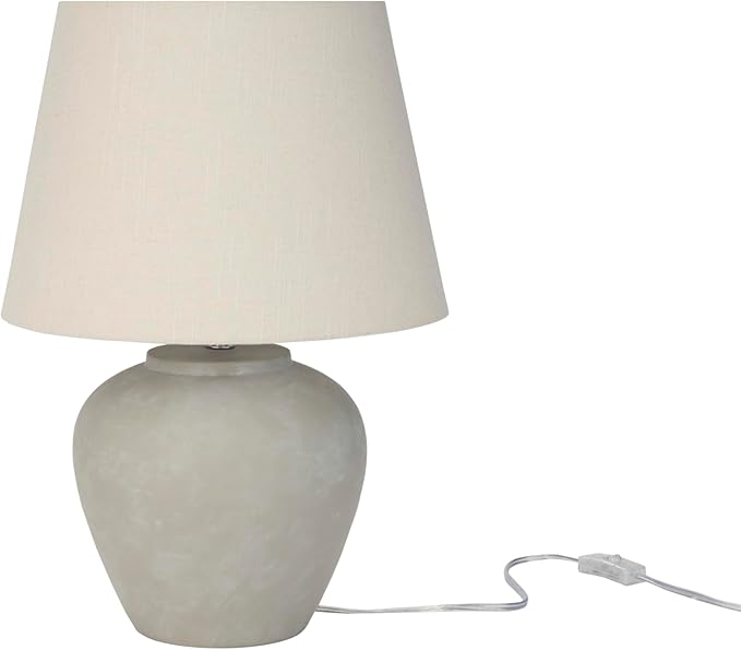 Nourison Home 20" Sand (Light Beige) Neutral Ceramic Table Lamp with Fabric Shade, Bedside Nightstand Lamp for Bedroom, Living Room, Entryway
