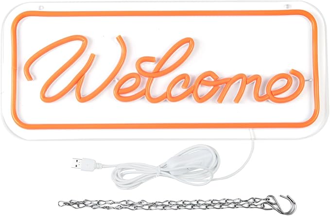 Welcome Neon Sign for Wall Decor，LED Neon Lights for Living Room，birthday、Halloween Christmas