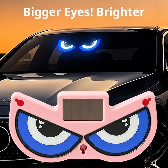 Cartoon Big Eye Car Light, Solar Powered LED Dashboard Decoration with USB Charging, Funny Eye Warning Flash Light with Multiple Modes, Car Interior Accessory for Night Safety, ABS Mini Novelty Lamp