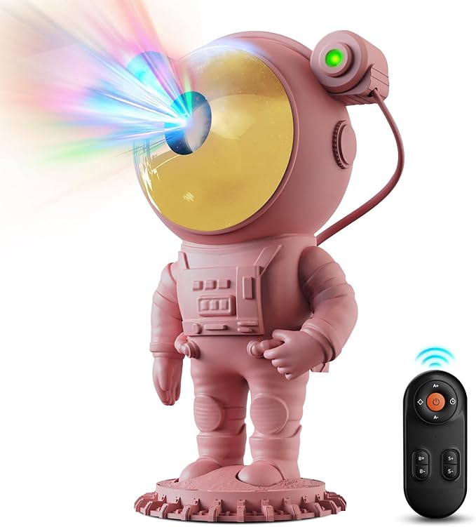 Astronaut Galaxy Starry Sky Projector, Night Light with Remote Control & Timer, Gift (Pink)