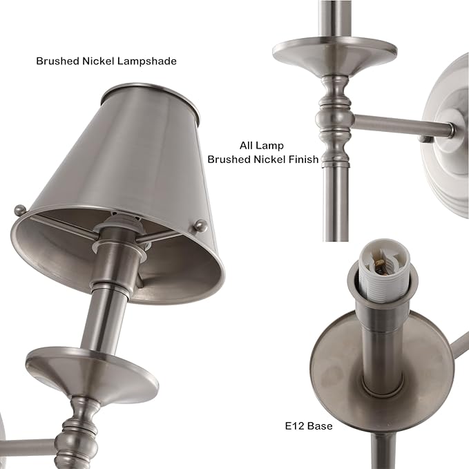 Brushed Nickel Wall Sconce Modern Bathroom Wall Lighting Vanity Light Fixtures with Metal Lampshade Industrial Mid Century Wall Mount Lights for Living Room Bedroom Stairs Corridor Mirror