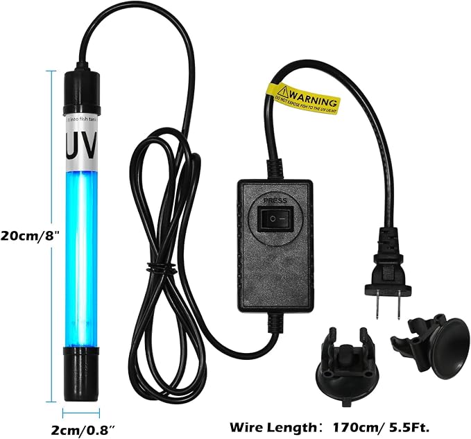 2 Pack Aquarium Light 7W for 55-155 Gallon CTUV-H5F/ CTUV-H8F/JUP-03/S8F Replacement Bulb Submersible Clean Green Lamp for Cloudy Fish Tank Pond Pools Fountains Crystal Clear