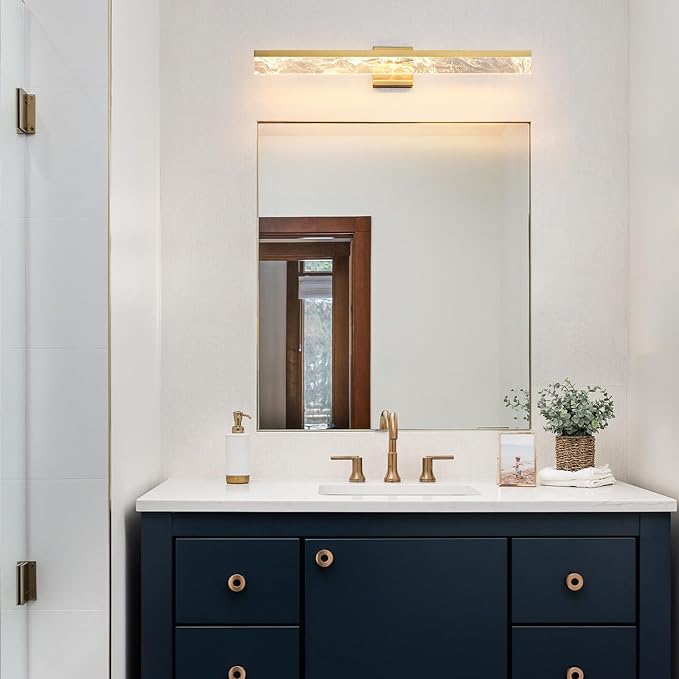 AIJIASI Gold Bathroom Light Fixtures, 32 Inch Modern Vanity Lights for Bathroom 24W Dimmable Vanity Lighting Fixtures Over Mirror LED Vanity Light Bar for Restroom Mirror 3000K
