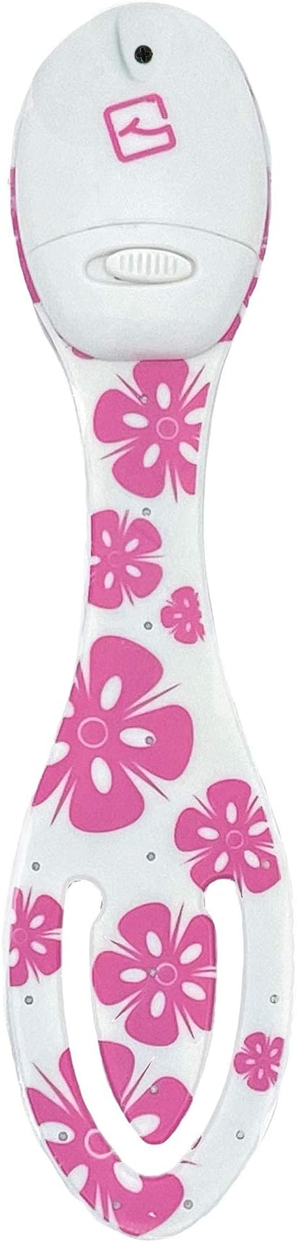 Gifts for Readers & Writers Book Light, Clip On Reading Light for Bed, 2in1 Flexilight & Bookmark, Small & Lightweight with a Soft Glow, 2 Batteries Included, Pink Flowers