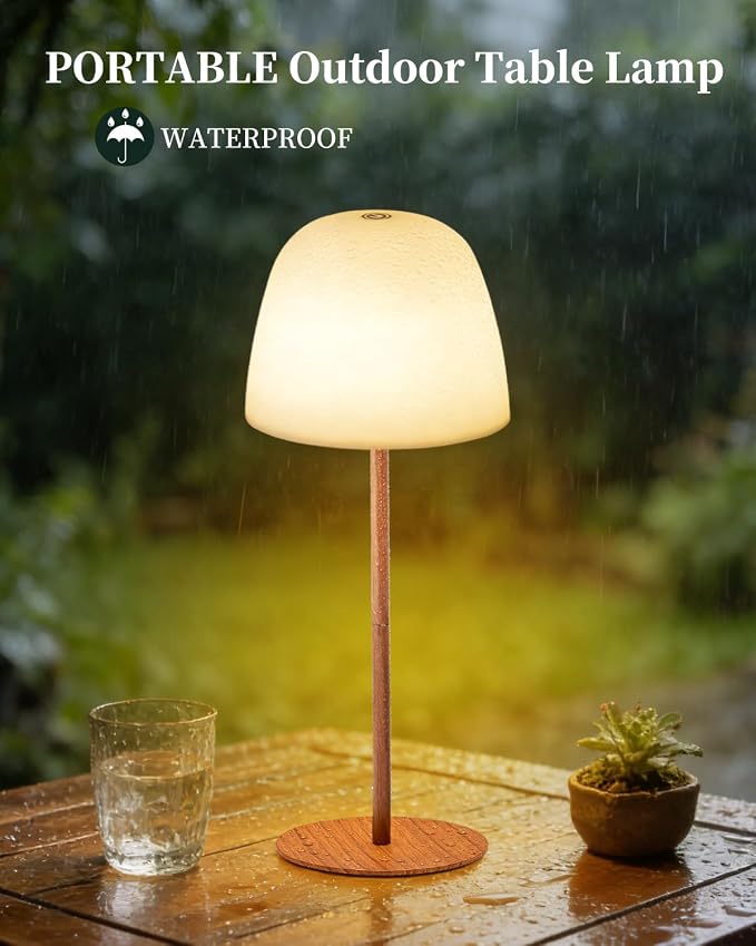 CHLORANTHUS Cordless Shower Lamp Waterproof, Cordless Lamp with 5500mAh Battery, Rechargeable Portable Lamp, Touch Dimmable Desk Light for Bathroom, Outdoor, Kitchen, Camping, Patio