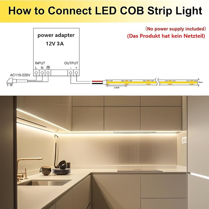 TOPAI 12V COB LED Strip 4000K Natural White 16.4ft Dotless IP65 Waterproof | High Density 480LEDs/M, CRI>90 4000Lm, Cuttable, Flexible, Self Adhesive Easy Install for Bedroom, Cabinet