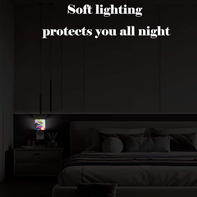 Colorful Cat Night Light,Plug-in Nightlights Auto Sensor Night Lamp Dusk-to-Dawn Lamp Home Decor for Nursery Children Girls Boys