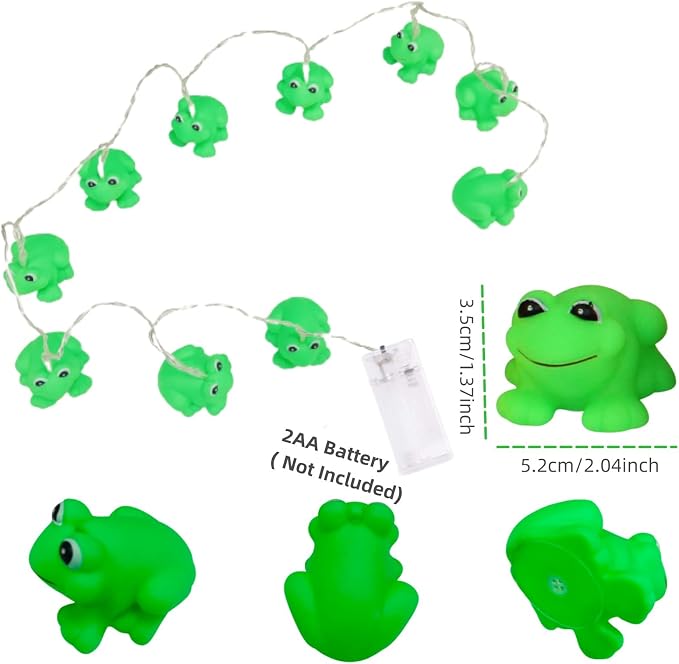 Cute Frog Night Lights Green Frogs String Light Battery Operated Farmland Animal Garland Lamp for Bedroom Holiday Christmas Decortion
