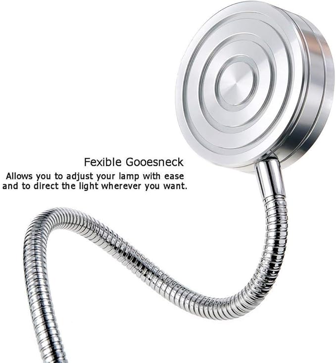 Reading Lights for Books in Bed, Minimalist LED Bedside Lamp - Wall Mount / Gooseneck / Bookshelf (3W, Natural Light)