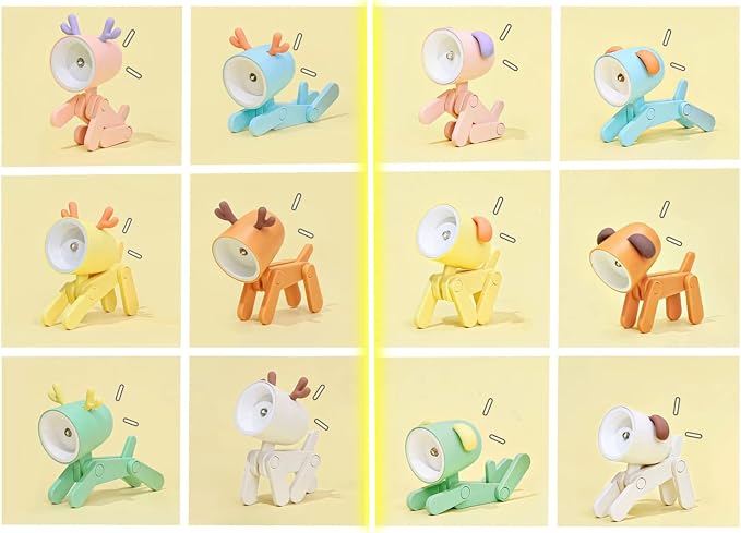 Cute Night Light for Kids, Adorable Mini Led Table Desk Lamp, Decorative Lamp Nightstand, Animal Pet Nightlights, Christmas Decorate Birthday Gifts for Children, Students (Dog 3 Colors)