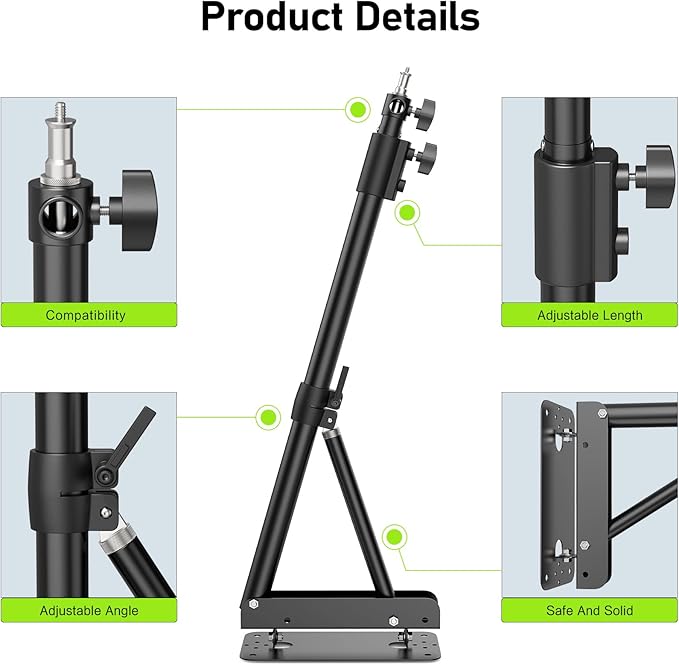 Ring Light Mount - Wall Mount Triangle Boom Arm， 4.3ft/130cm Wall Stand Tirpod Support 180°Flexible Rotation for Studio Video Light, Monolight, Photography, Softbox, Reflector (4.3Ft)