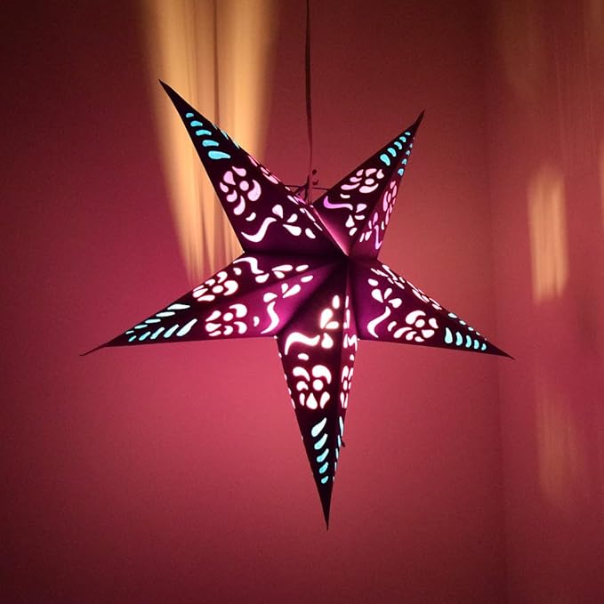 Purple Punch Paper Star Lantern with 12 Foot Power Cord Included