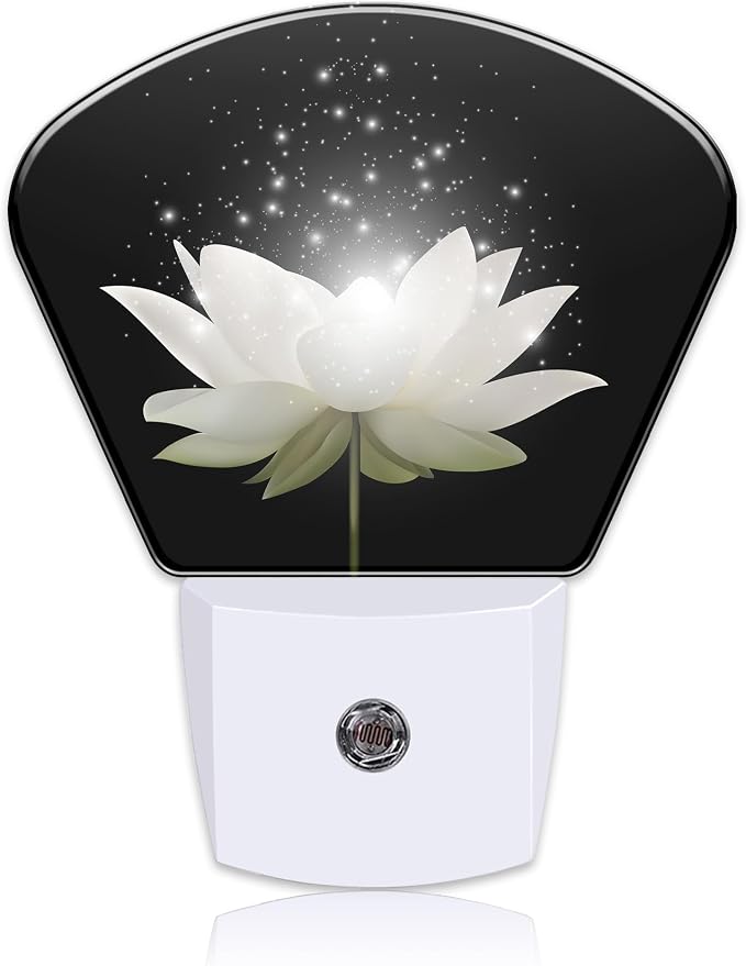 Magic White Lotus Flower Night Light for Kids Girls Boys, Lotus Flower LED Night Light Plug into Wall with Dusk to Dawn Sensor for Room, Hallway, Kitchen, Bathroom, Stairs Decor