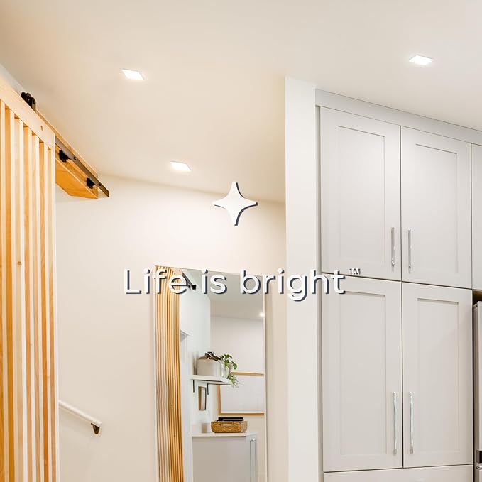 LUXRITE 4 Inch LED Recessed Light, ECO Backlit Mini Panel Spotlight, 5CCT 2700K-5000K, 1000 Lumens, High Output, 11 Watts, Dimmable, IC Rated, Wet Rated, ETL Listed, Energy Star, Square (12 Pack)