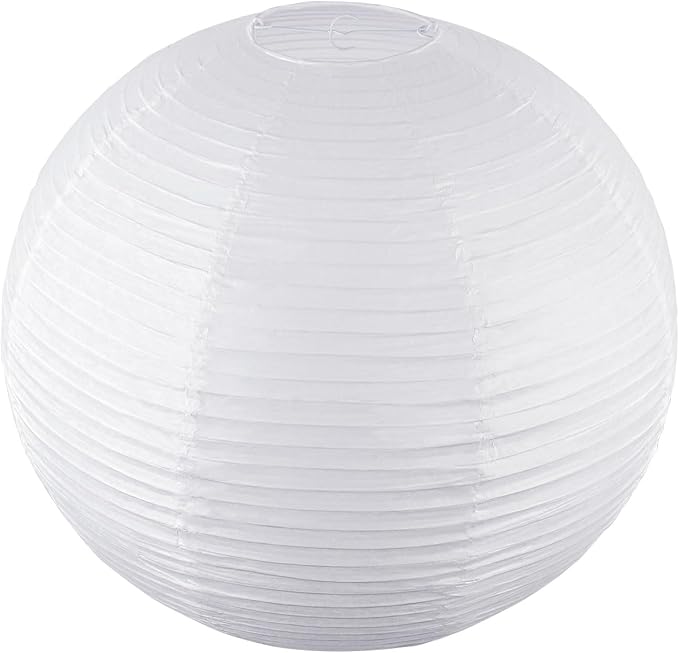 23.6" White Round Paper Lanterns, Chinese/Japanese Paper Lantern Pendant Light, Large Hanging Paper Lamp Shade for Party Decoration, Wedding, Home Decor Ceiling Lampshade(1 Pack)