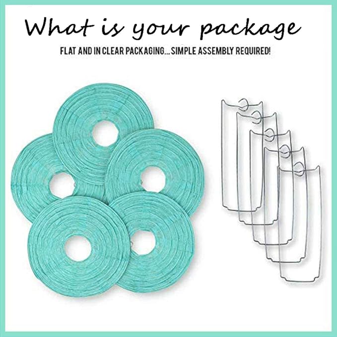 8 Inch Blue paper lanterns party decorations, hanging paper lantern lights shade for Anniversary Graduation Wedding Birthday Party Baby Shower Decorations Indoor Outdoor(Set of 5, Blue)