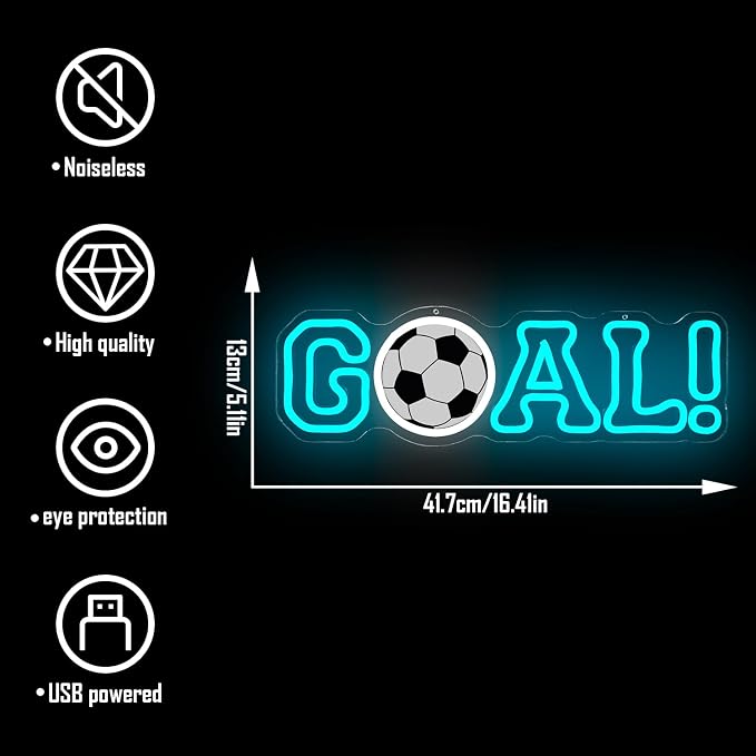 Soccer Neon Sign for Wall Decor Goal Led Sign World Cup Neon Light Soccer Party Decorations Dimmable 2026 Football Championship Light Up Signs for Football Theme Party Man Cave Bar Club Gift for Fan