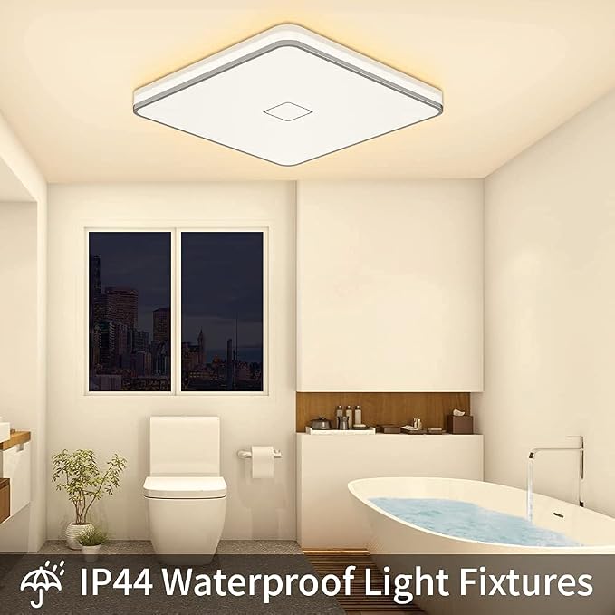 Airand LED Ceiling Light Flush Mount 24W 12.6 inch Square LED Ceiling Lamp with 240Pcs Chips Without Flicker, 2050 Lumens, IP44, 80Ra+, 180W Equivalent (Warm White)
