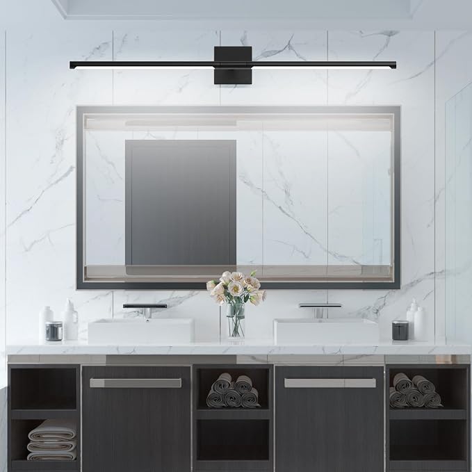 Tipace Hard-Wired LED Black Wall Sconce for Bathroom 39.4IN Vanity Light Fixture 5500K Indoor Bathroom Sconce Over Mirror 360° Rotate for Living Room,Bedroom,Hallway
