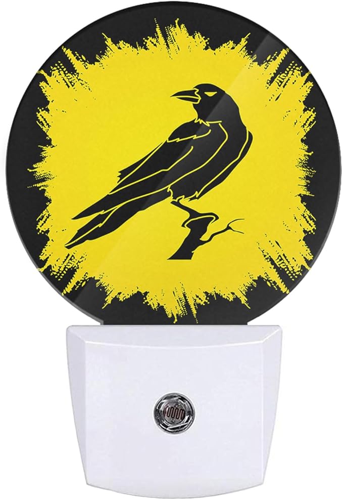 EKOBLA Raven LED Night Light Crow Black Bird on Branch Halloween Dusk to Dawn Plug-in Nightlights Auto Sensor for Home Indoor Bathroom Hallway Kitchen