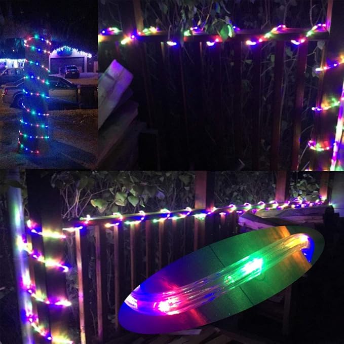 9.9ft 2-Wire Waterproof LED Rope Light Kit, 110V-120V PVC 30 LED/M Tube Lights Strip, 1/2" Rope Lights for Background, Outdoor, Christmas, Home Decoration(Multi-Color)