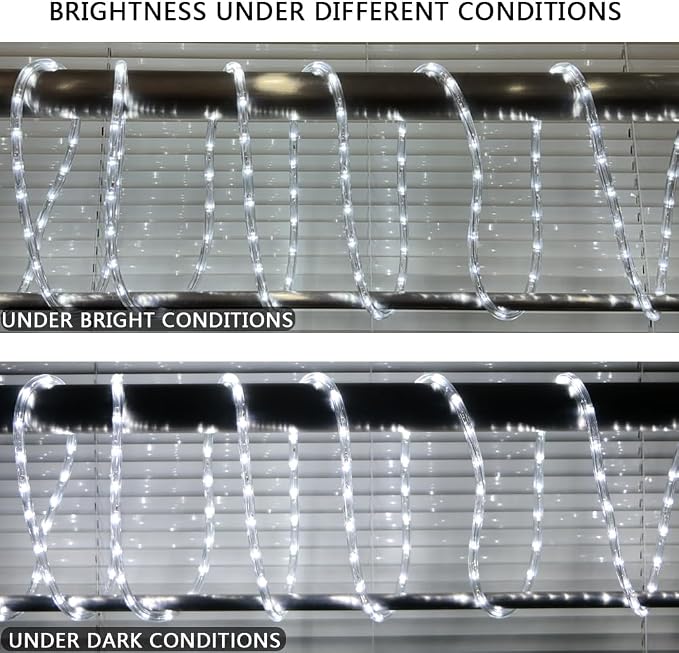 50FT Waterproof LED Rope Lights Outdoor - 450 LED Bright White Connectable, Flexible Tube Lighting for Pool, Patio, Garden, Bedroom & Christmas Party Decor