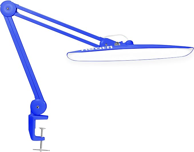 Neatfi XL 2200 Lumens 24W LED Desk Lamp – Shadow-Free Task Lighting | 4-Level Dimming | Home Office & Crafts Use | 20-Inch Wide Head (Sapphire Blue, Non-CCT with Clamp)