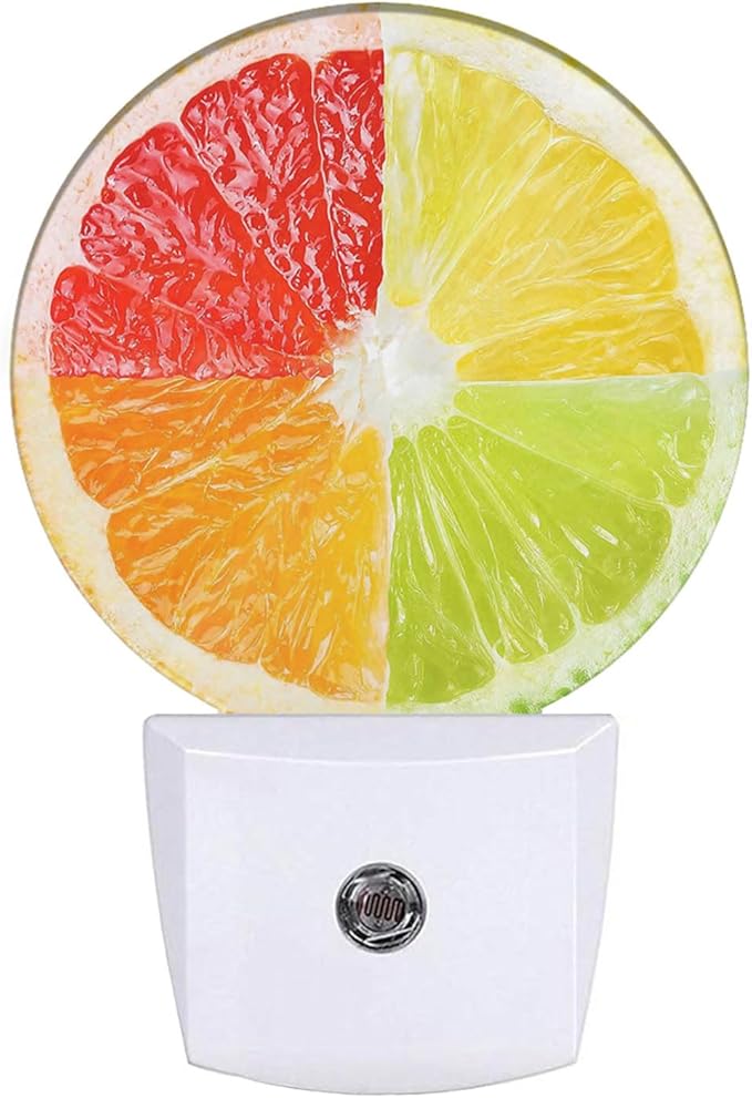 EKOBLA Lemon Novelty Plug-in Nightlights Tropical Fruit Citrus Food Funny Colorful Seasonal Night Lights Plug into Wall Auto Sensor LED for Boys Girls Men Women Home Decor Holiday Gifts
