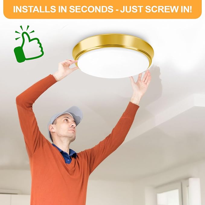 13 Inch Dimmable Flush Mount LED Ceiling Light Fixtures, 2-Pack Gold LED Ceiling Lights with 5 Color Temperatures (2700K/3000K/4000K/5000K/6500K), Modern Round LED Lights for Kitchen Living Room