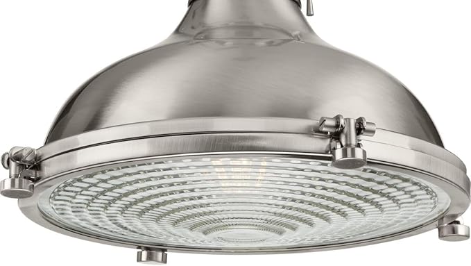 Progress Lighting 1-Light Fresnel Glass Coastal Pendant Light, Fresnel Lens Collection , Indoor, P5188-09, Brushed Nickel