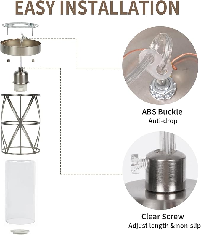 5.4"×7.9" Pendant Lights Kitchen Island with Clear Glass, Brushed Nickel Pendant Lights, Cylindrical Modern Kitchen Light Fixtures, Pendant Light Over Island, Foyer, Dining Room, Entryway