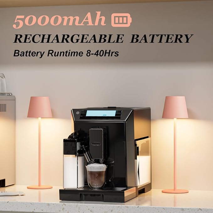 Kakanuo Cordless Table Lamp Rechargeable Pink - KK 2 Pack 5000mAH Battery Operated Lamp for Counter, 3 Color Stepless Dimming Wireless Lamp for Dining Kitchen, Outdoor Patio, Touch Control