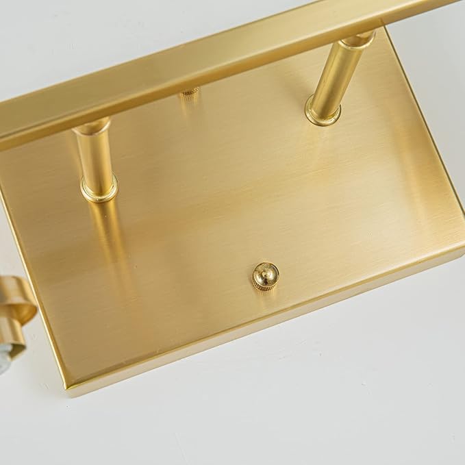 2-Lights Gold Bathroom Light Fixture, Brushed Brass Vanity Light with Clear Glass Shade, Modern Bath Wall Lights for Living Room, Hallway, Bedroom